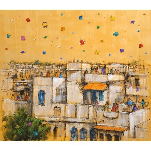 Zahid Saleem, 30 x 36 Inch, Acrylic on Canvas, Cityscape Painting, AC-ZS-142